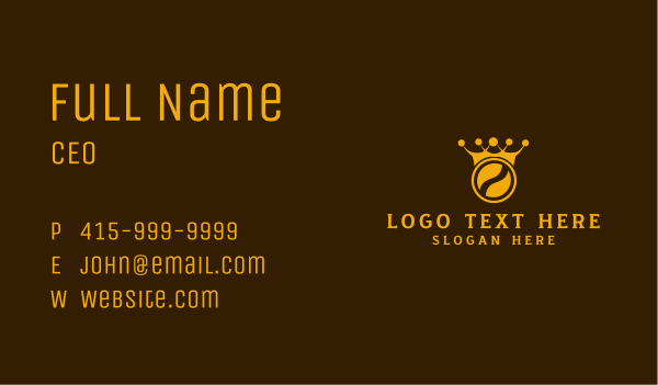Gold Crown Coffee Bean Business Card Design Image Preview