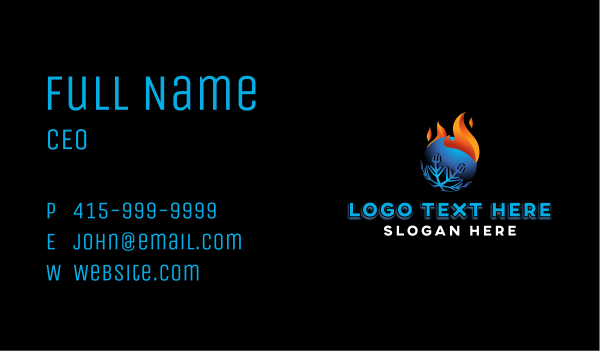 Fire Ice Cooling Ventilation Business Card Design Image Preview