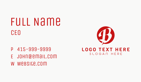 Bold Round Letter B Business Card Design Image Preview