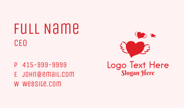 Romantic Flying Heart  Business Card Design Image Preview