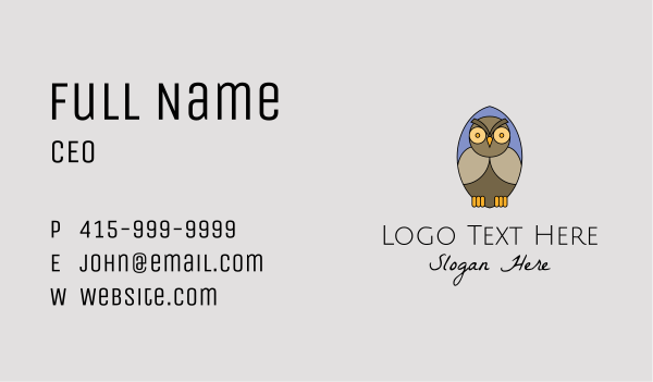 Nocturnal Owl Bird  Business Card Design Image Preview