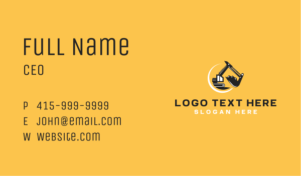 Excavator Construction Equipment  Business Card Design Image Preview