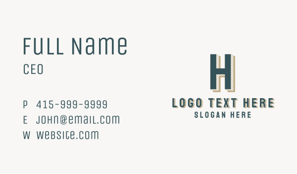 Retro Letter H Business Card Design Image Preview