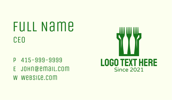 Green Fork Turret Business Card Design Image Preview