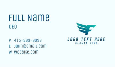 Flying Wing Letter F Business Card Image Preview