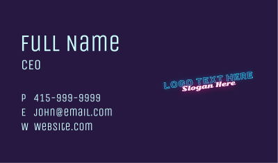 Generic Neon Light Wordmark Business Card Image Preview