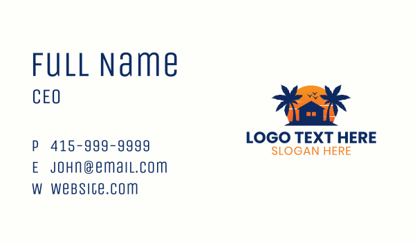 Sunset Tropical House Business Card Design Image Preview