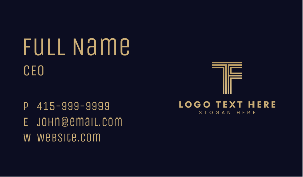 Gradient Lines Letter T & F Business Card Design Image Preview