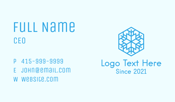 Blue Outline Snowflake  Business Card Design Image Preview