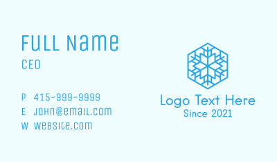 Blue Outline Snowflake  Business Card Image Preview