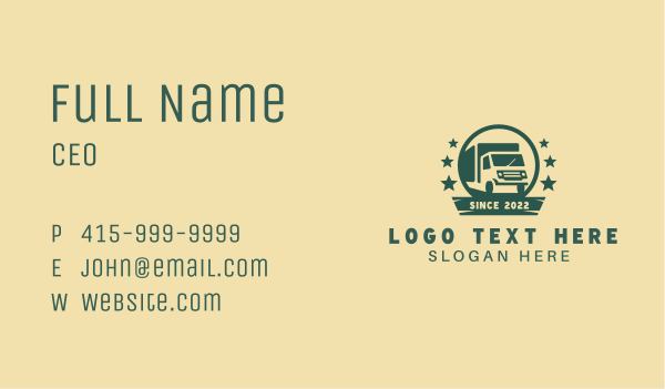 Green Delivery Truck  Business Card Design Image Preview
