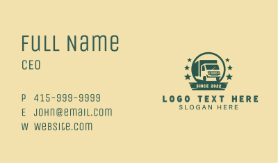 Green Delivery Truck  Business Card Image Preview