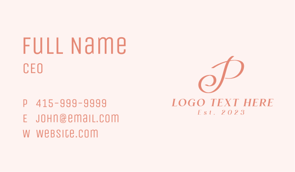 Event Calligraphy Letter P Business Card Design Image Preview