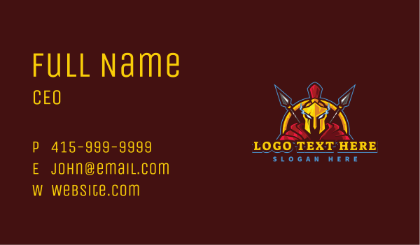 Spartan Warrior Gaming Business Card Design Image Preview