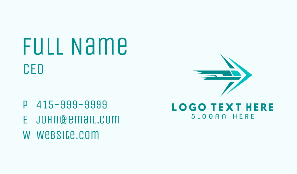 Teal Train Arrow Shipping Business Card Design Image Preview