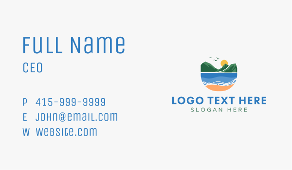 Tropical Mountain Beach Business Card Design Image Preview