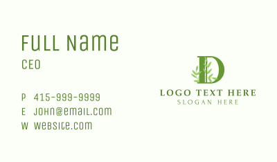 Plant Leaves Letter D Business Card Image Preview