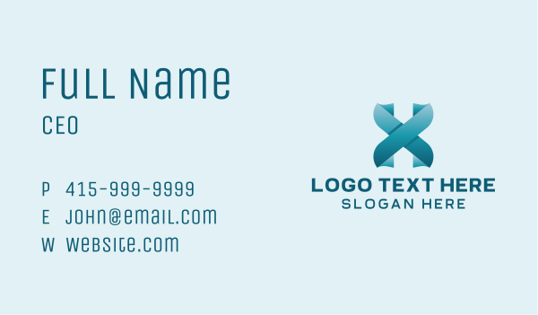 Blue Digital Letter X  Business Card Design Image Preview