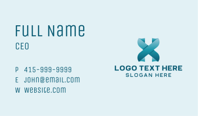 Blue Digital Letter X  Business Card Image Preview