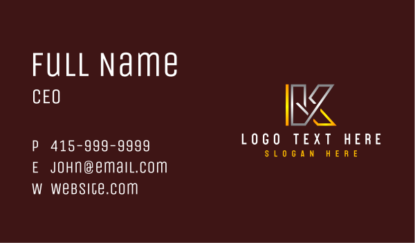 Industrial Metal Letter K Business Card Design Image Preview