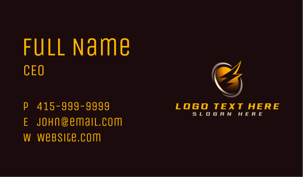 Lightning Bolt Power Business Card Design Image Preview