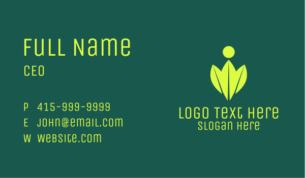 Green Leaves Organic Person Business Card Design Image Preview