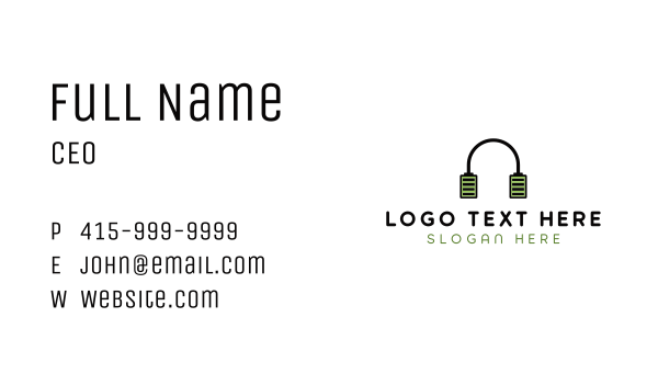 Battery Headphones Business Card Design Image Preview