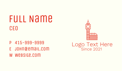 Big Ben Building  Business Card Image Preview
