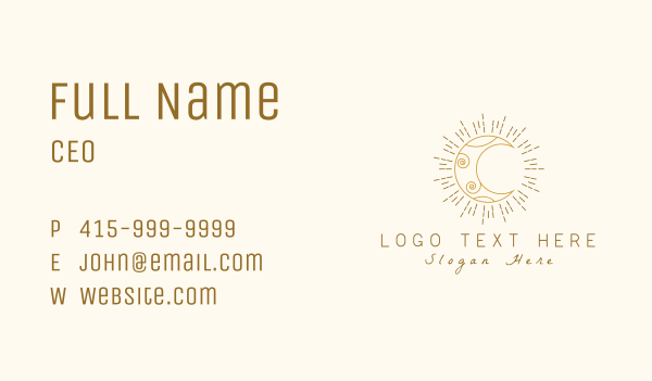 Gold Astral Moonlight Business Card Design Image Preview