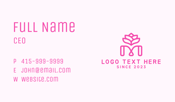 Pink Lotus Letter M Business Card Design Image Preview