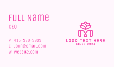 Pink Lotus Letter M Business Card Image Preview