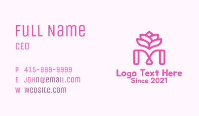 Pink Lotus Letter M Business Card