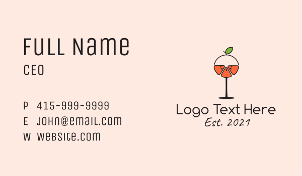 Orange Cocktail Drink  Business Card Design Image Preview