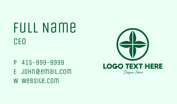 Green Leaf Cross Business Card Design Image Preview