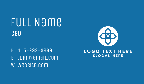 Blue Abstract Cross Business Card Design Image Preview