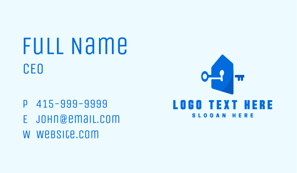Blue Key House Business Card Design Image Preview