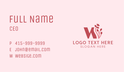 Feminine Floral Letter W Business Card Image Preview