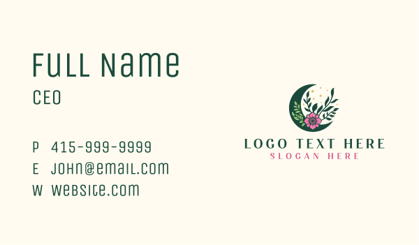 Floral Moon Ornament Business Card Design Image Preview