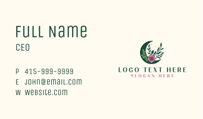 Floral Moon Ornament Business Card Image Preview