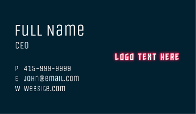 Red Neon Light Wordmark Business Card Image Preview