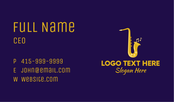 Musical Gold Saxophone Business Card Design Image Preview