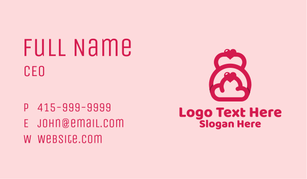 Pink Heart Kettlebell Business Card Design Image Preview