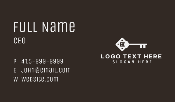 White Key Realtor Business Card Design Image Preview