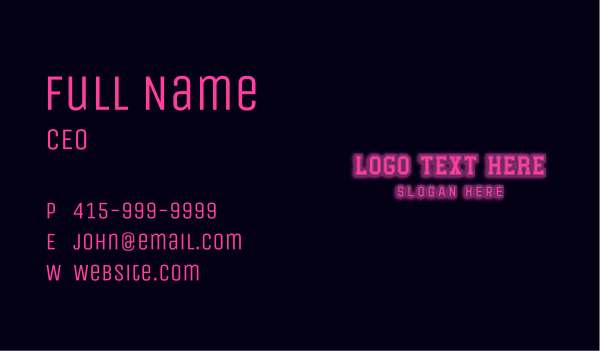 Night Club Neon Sign Business Card Design Image Preview