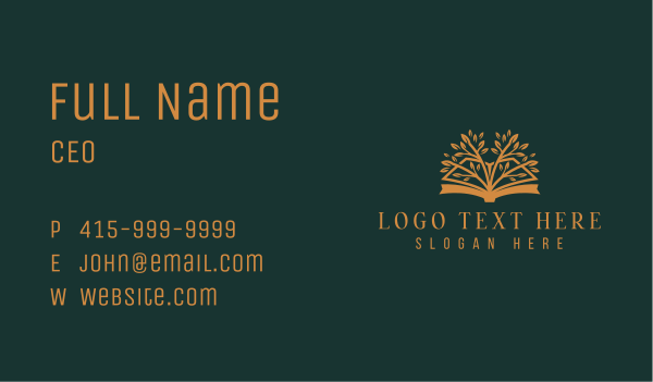 Literature Book Tree Business Card Design Image Preview
