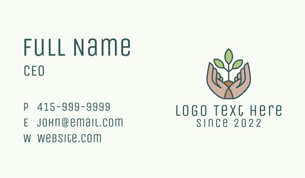 Seedling Hand Garden Business Card Design Image Preview