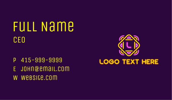 Neon Arcade Light Lettermark Business Card Design Image Preview