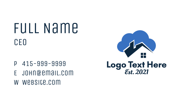 Cloud House Realtor  Business Card Design Image Preview