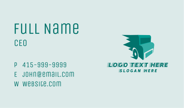 Fast Teal Truck Business Card Design Image Preview