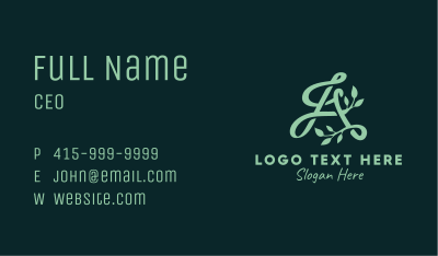 Green Plant Letter A Business Card